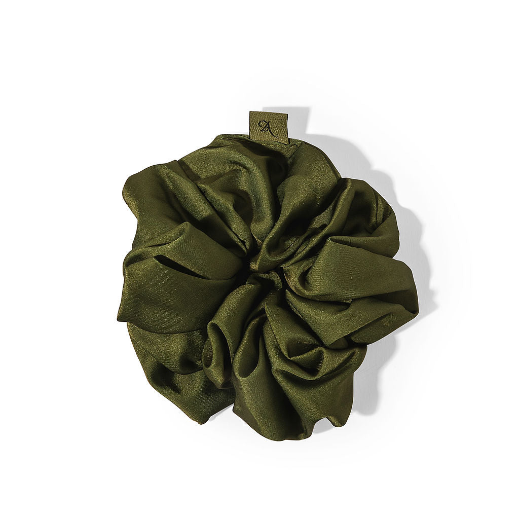 ARETÉ Green Satin Scrunchie