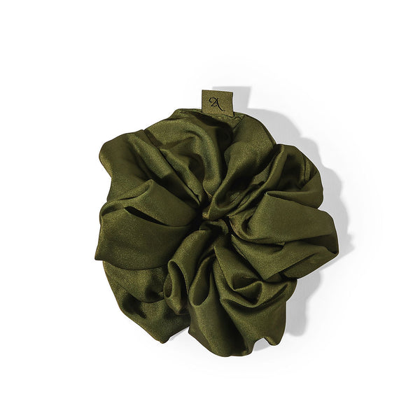 ARETÉ Green Satin Scrunchie