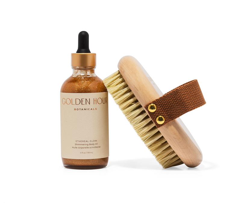 Ethereal Glow Shimmering Body Oil and Exfoliating Brush Duo
